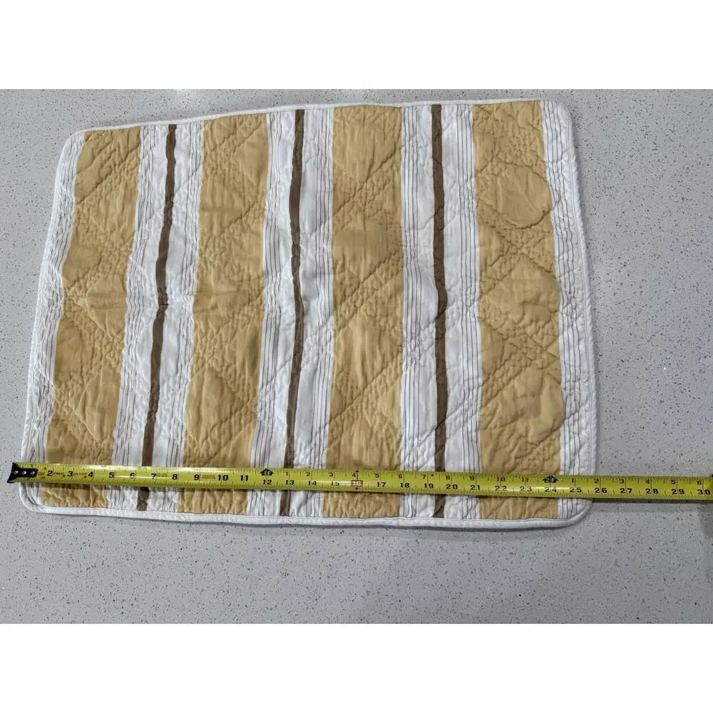 Restoration Hardware Quilted Pillow Sham Standard Yellow Paisley Stripe Cotton